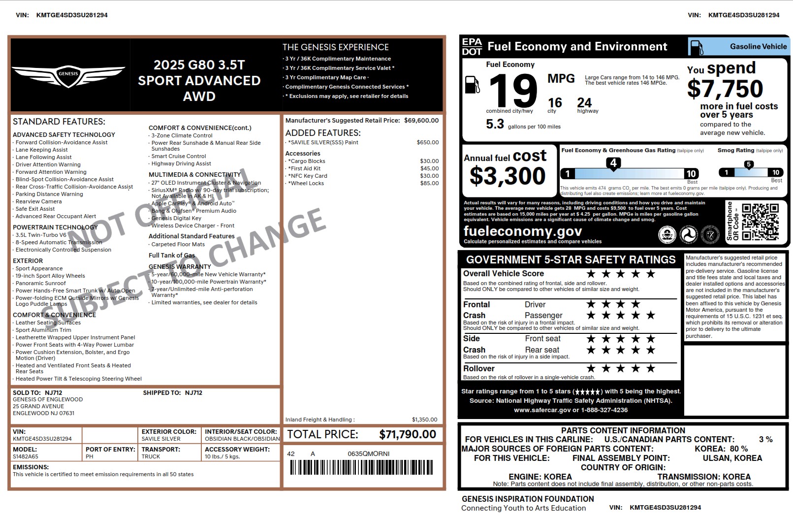 Monroney Label